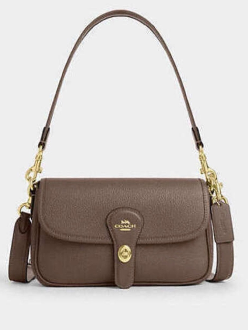 NWT Coach Hadley Pebble Leather Shoulder Bag in Dark Stone with Gold Hardware. - Picture 11 of 11